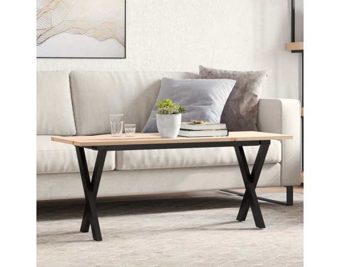 Sonata H Кафе маса X-образна рамка 110x40x45 см бор масив и чугун