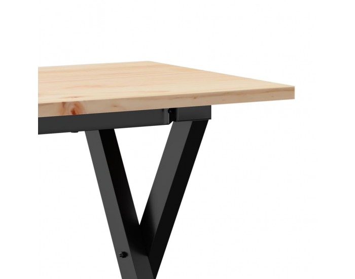 Sonata H Кафе маса X-образна рамка 110x40x45 см бор масив и чугун