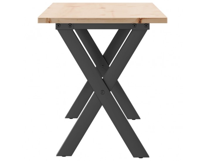Sonata H Кафе маса X-образна рамка 110x40x45 см бор масив и чугун