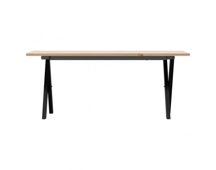 Sonata H Кафе маса X-образна рамка 110x40x45 см бор масив и чугун