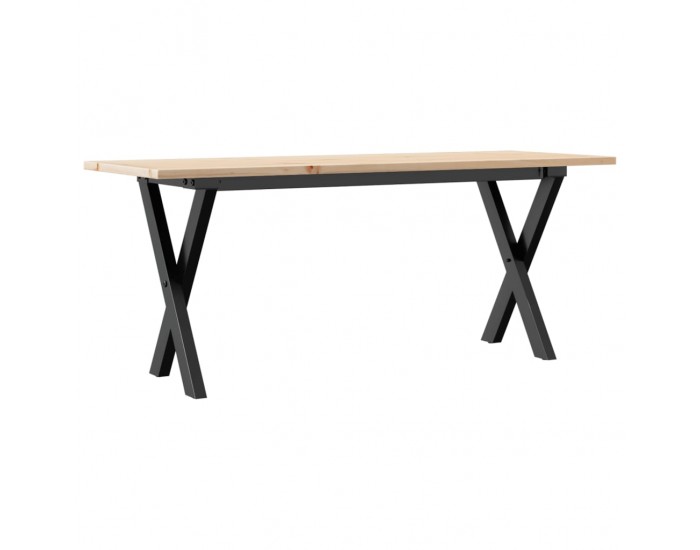Sonata H Кафе маса X-образна рамка 110x40x45 см бор масив и чугун