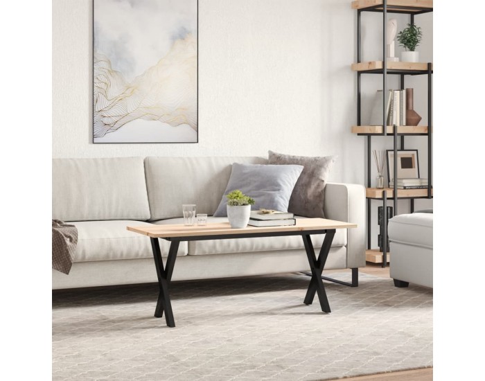 Sonata H Кафе маса X-образна рамка 110x40x45 см бор масив и чугун