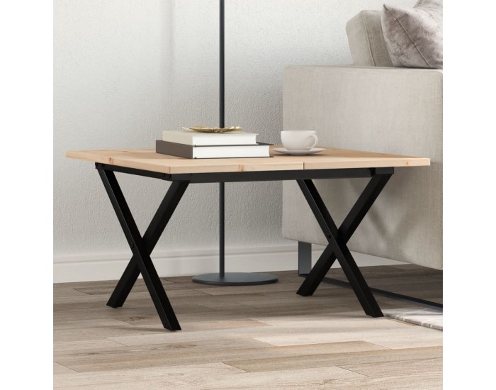 Sonata H Кафе маса X-образна рамка 60x60x40 см бор масив и чугун