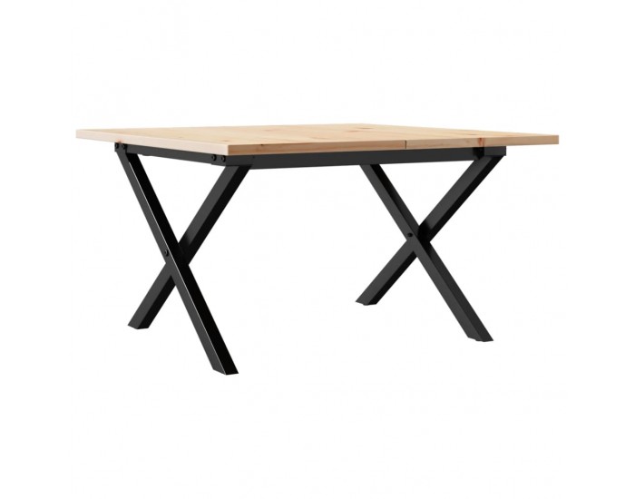 Sonata H Кафе маса X-образна рамка 60x60x40 см бор масив и чугун