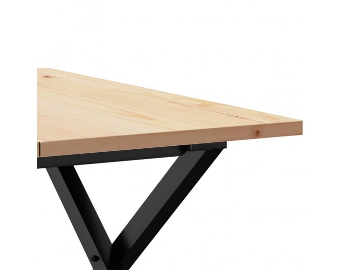 Sonata H Кафе маса X-образна рамка 60x60x40 см бор масив и чугун