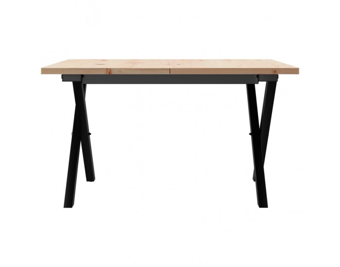 Sonata H Кафе маса X-образна рамка 60x60x40 см бор масив и чугун