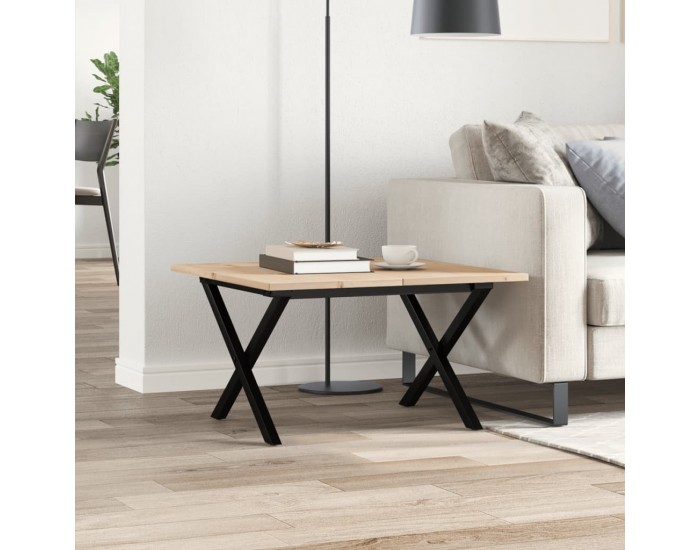 Sonata H Кафе маса X-образна рамка 60x60x40 см бор масив и чугун