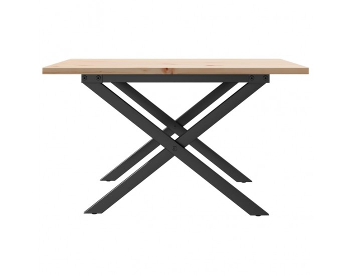 Sonata H Кафе маса X-образна рамка 60x60x40 см бор масив и чугун