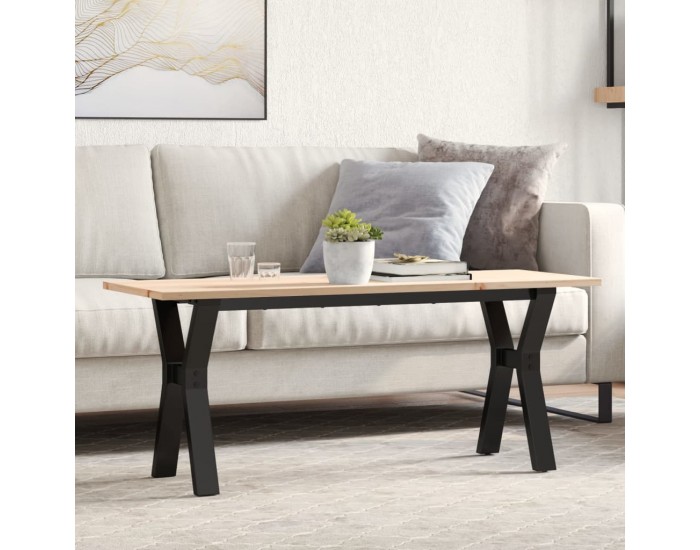 Sonata H Кафе маса Y-образна рамка 110x40x45 см бор масив и чугун