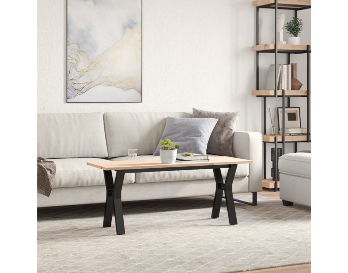 Sonata H Кафе маса Y-образна рамка 110x40x45 см бор масив и чугун