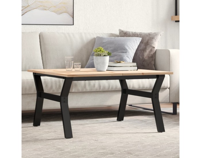 Sonata H Кафе маса Y-образна рамка 80x80x45 см бор масив и чугун