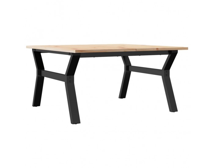 Sonata H Кафе маса Y-образна рамка 80x80x45 см бор масив и чугун