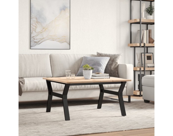 Sonata H Кафе маса Y-образна рамка 80x80x45 см бор масив и чугун