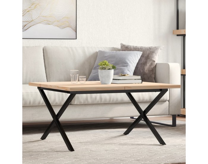 Sonata H Кафе маса X-образна рамка 90x90x45,5 см бор масив и чугун