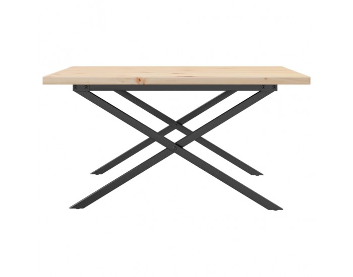 Sonata H Кафе маса X-образна рамка 90x90x45,5 см бор масив и чугун