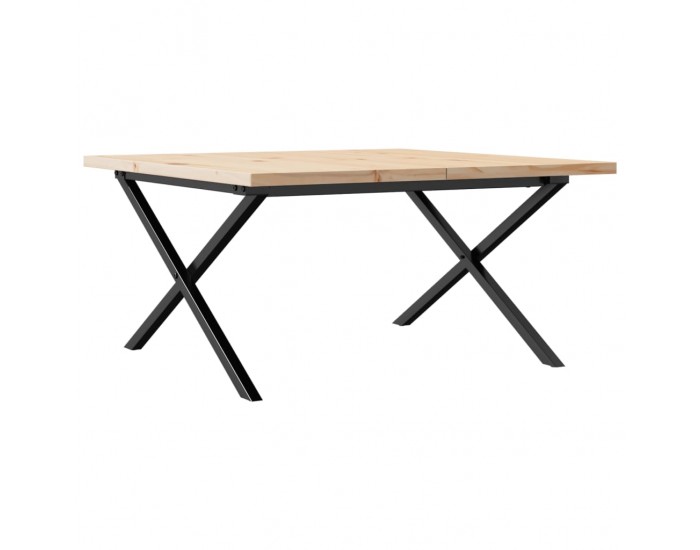 Sonata H Кафе маса X-образна рамка 90x90x45,5 см бор масив и чугун