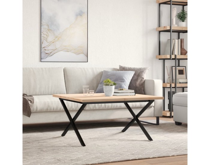 Sonata H Кафе маса X-образна рамка 90x90x45,5 см бор масив и чугун