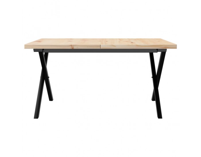 Sonata H Кафе маса X-образна рамка 90x90x45,5 см бор масив и чугун