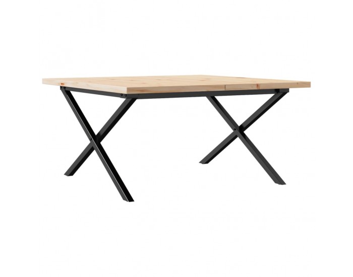 Sonata H Кафе маса X-образна рамка 90x90x45,5 см бор масив и чугун