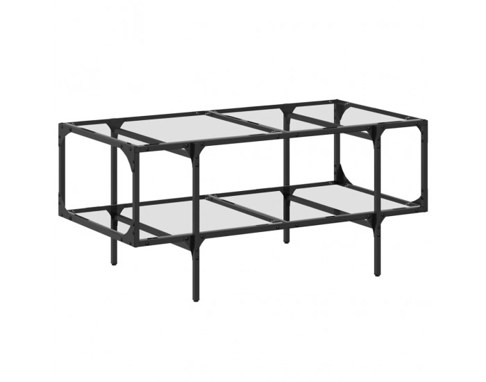Sonata H Маса за кафе с прозрачен стъклен плот 98,5x50x45 см стомана