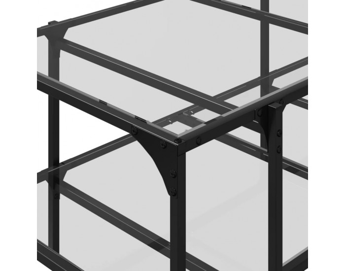 Sonata H Маса за кафе с прозрачен стъклен плот 98,5x50x45 см стомана