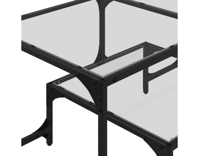 Sonata H Маса за кафе с прозрачен стъклен плот 98,5x50x45 см стомана