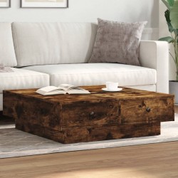 Sonata H Кафе маса, опушен дъб, 90x90x28 см, инженерно дърво - Măsuțe de living