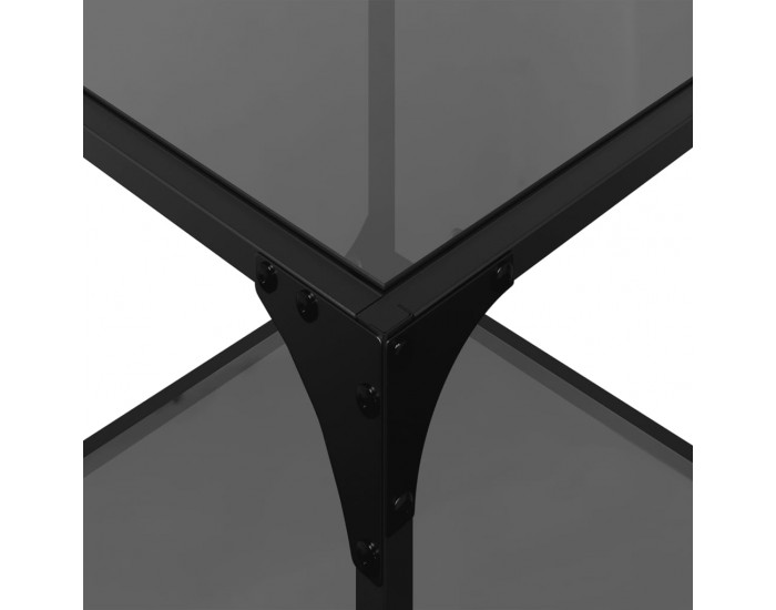 Sonata H Маси за кафе с черен стъклен плот 2 бр 40x40x40 см стомана