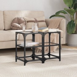 Sonata H Маси за кафе с прозрачен стъклен плот 2 бр 30x30x45 см стомана - Măsuțe de living