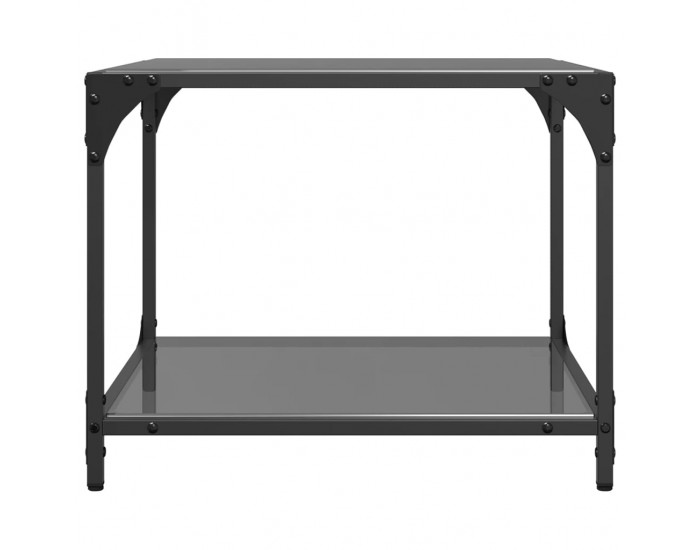 Sonata H Маси за кафе с черен стъклен плот 2 бр 50x50x40 см стомана