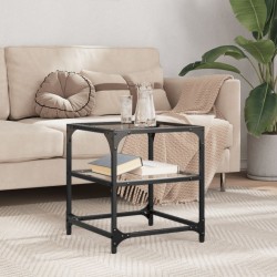 Sonata H Маса за кафе с прозрачен стъклен плот 40x40x45 см стомана - Măsuțe de living
