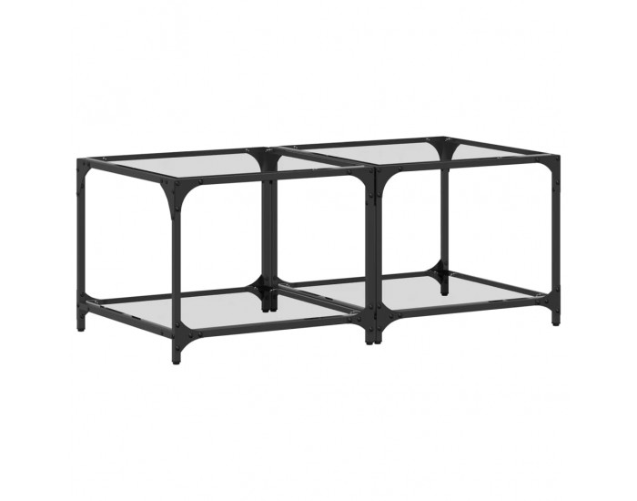 Sonata H Маси за кафе с прозрачен стъклен плот 2 бр 50x50x40 см стомана