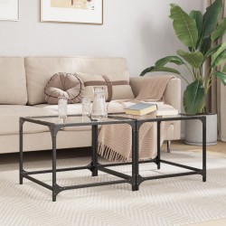 Sonata H Маси за кафе с прозрачен стъклен плот 2 бр 50x50x40 см стомана - Măsuțe de living