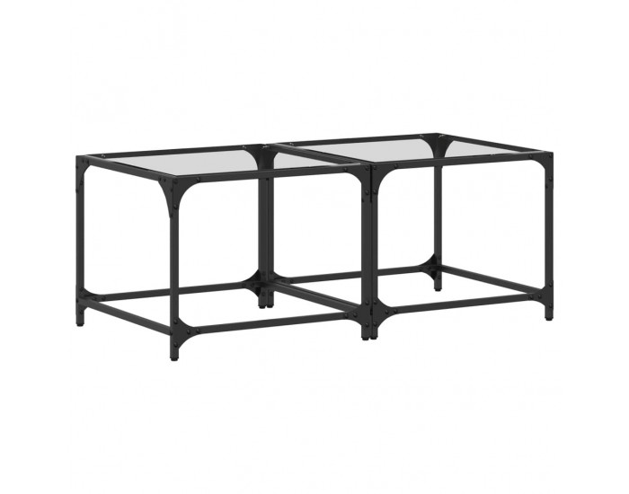 Sonata H Маси за кафе с прозрачен стъклен плот 2 бр 50x50x40 см стомана