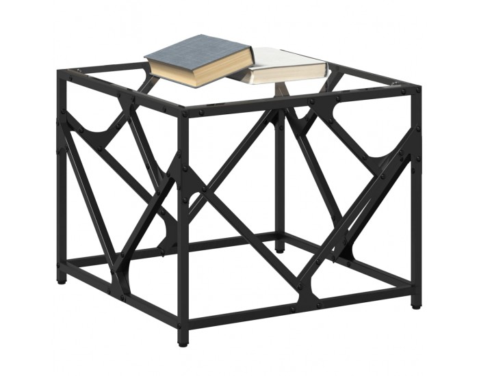 Sonata H Маса за кафе с прозрачен стъклен плот 50x50x41 см стомана