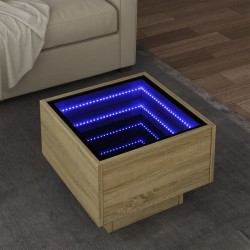 Sonata H Помощна маса с LED сонома дъб 40x40x30 см инженерно дърво - Măsuțe de living