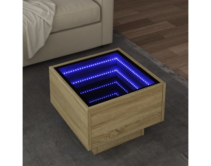 Sonata H Помощна маса с LED сонома дъб 40x40x30 см инженерно дърво