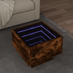 Sonata H Помощна маса с LED опушен дъб 40x40x30 см инженерно дърво - Măsuțe de living
