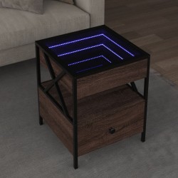 Sonata H Маса за кафе с Infinity LED, кафяв дъб, 40x40x51 см - Măsuțe de living