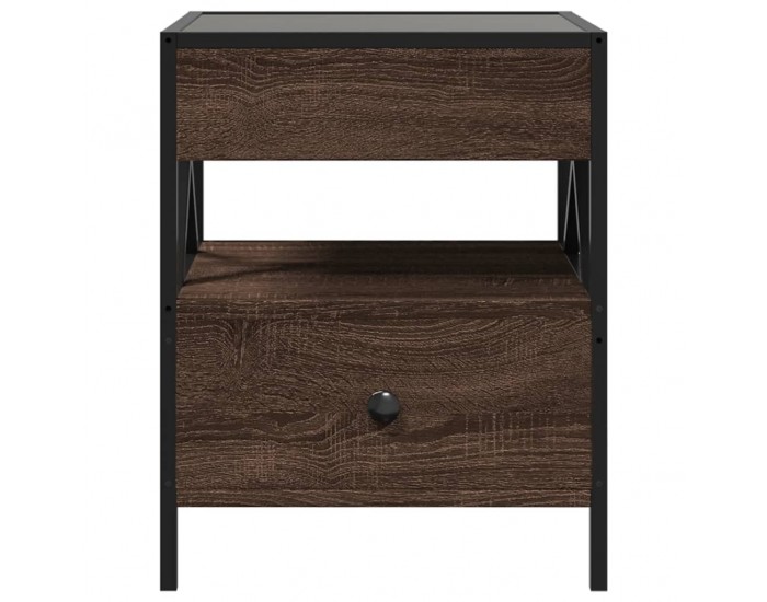 Sonata H Маса за кафе с Infinity LED, кафяв дъб, 40x40x51 см