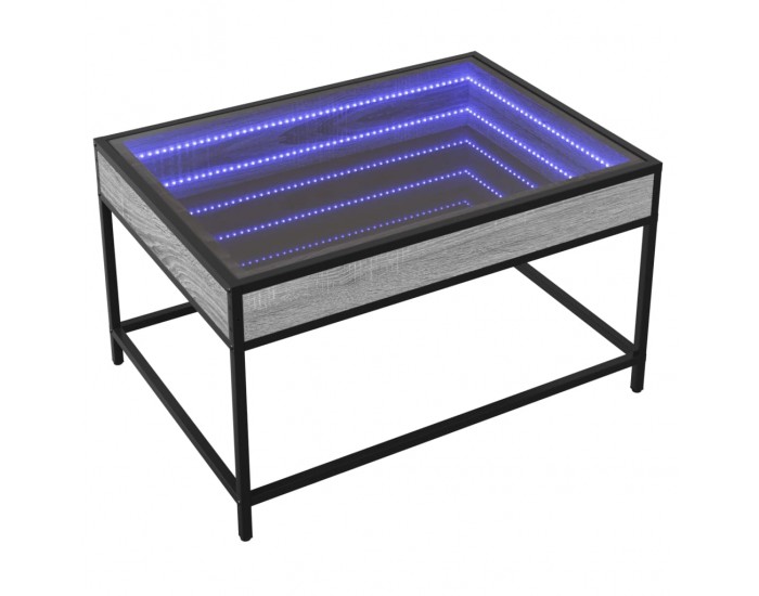 Sonata H Маса за кафе с Infinity LED, сив сонома, 70x50x41 см