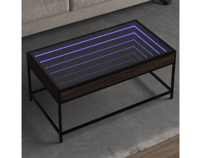 Sonata H Маса за кафе с Infinity LED, кафяв дъб, 90x50x41 см