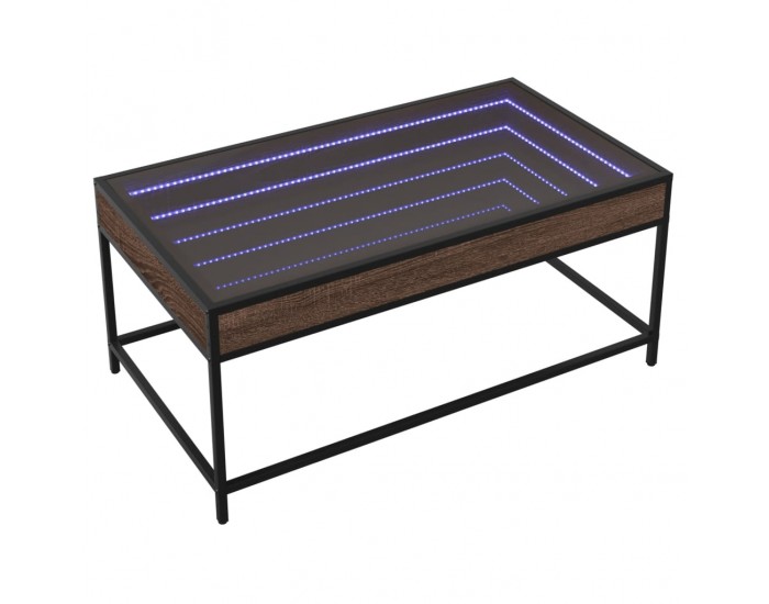 Sonata H Маса за кафе с Infinity LED, кафяв дъб, 90x50x41 см