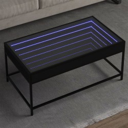 Sonata H Маса за кафе с Infinity LED черна 90x50x41 см - Măsuțe de living