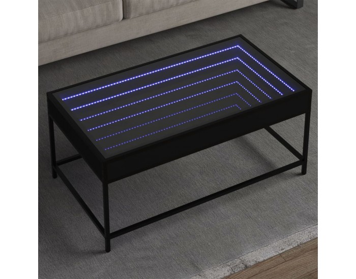 Sonata H Маса за кафе с Infinity LED черна 90x50x41 см