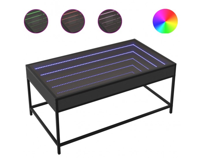 Sonata H Маса за кафе с Infinity LED черна 90x50x41 см
