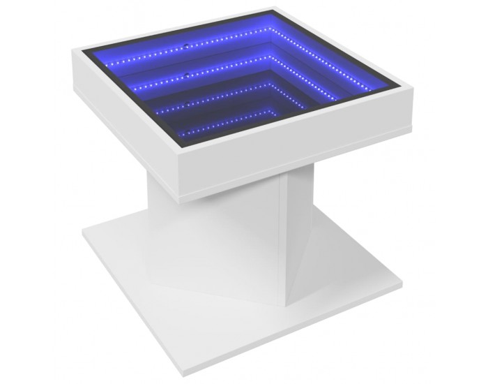 Sonata H Маса за кафе с LED, бяла, 50x50x45 см, инженерно дърво
