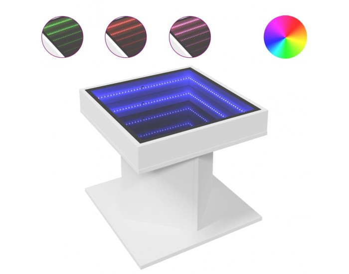 Sonata H Маса за кафе с LED, бяла, 50x50x45 см, инженерно дърво