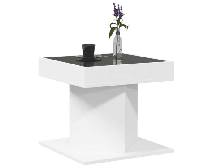 Sonata H Маса за кафе с LED, бяла, 50x50x45 см, инженерно дърво