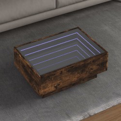 Sonata H Маса за кафе с LED, опушен дъб, 70x50x30 см, инженерно дърво - Măsuțe de living